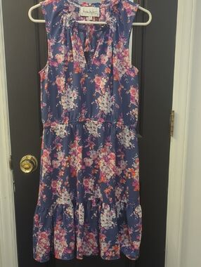 Nicole Miller Blue Floral Midi Dress